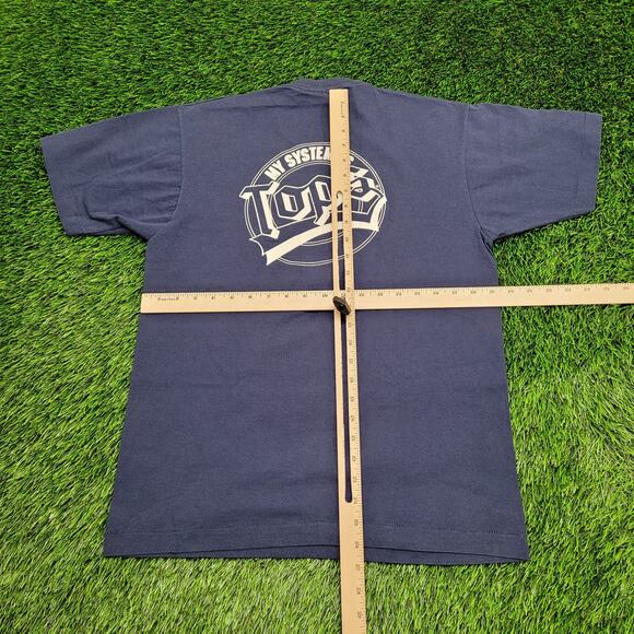 Vintage 90s Screen-Stars Shirt Women M/L 19x26 Navy-Blue USA - Picture 3 of 13